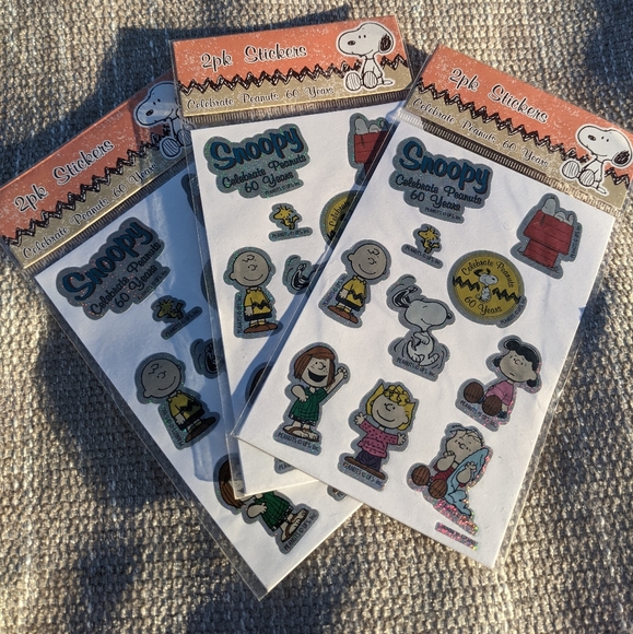 2010 Snoopy 3 Packs Of Stickers To Celebrate PEANUTS 60 YEARS 2 Sheets Each - Picture 8 of 11